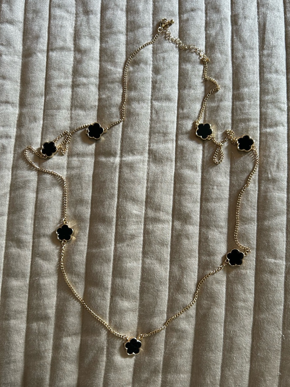 Gold Chain Necklace with Black Clover Accent